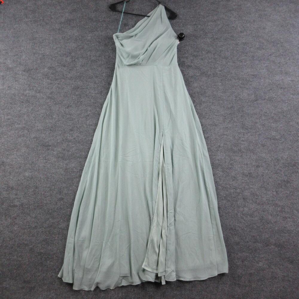Birdy Grey Dress Womens S Green Kira Chiffon One Shoulder Maxi Wedding NWT